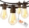 50FT LED Outdoor String Lights with Edison Shatterproof Bulbs (Black)